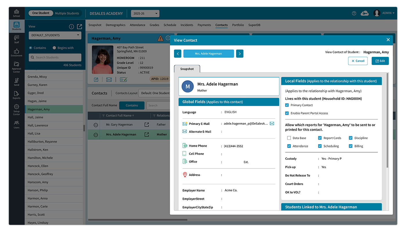 AdminPlus Contact Profile Details
