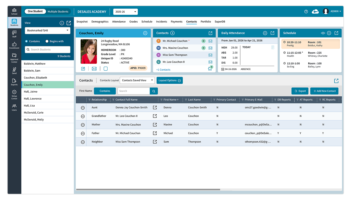 AdminPlus - Student Contacts Database