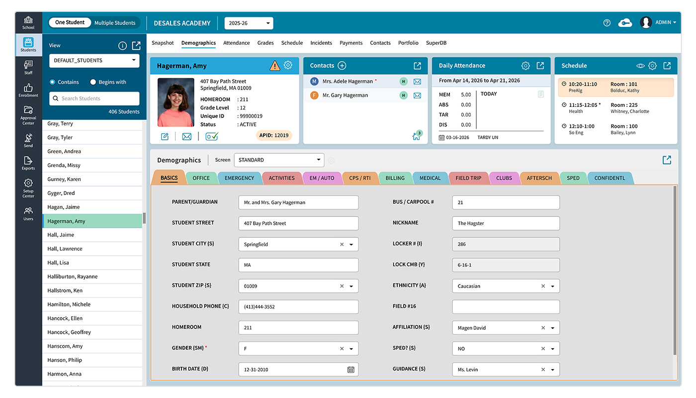 AdminPlus Student Demographics