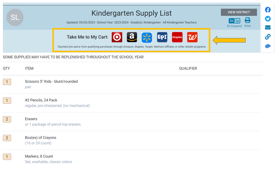 TeacherLists | PlusPortals - Online Checkout