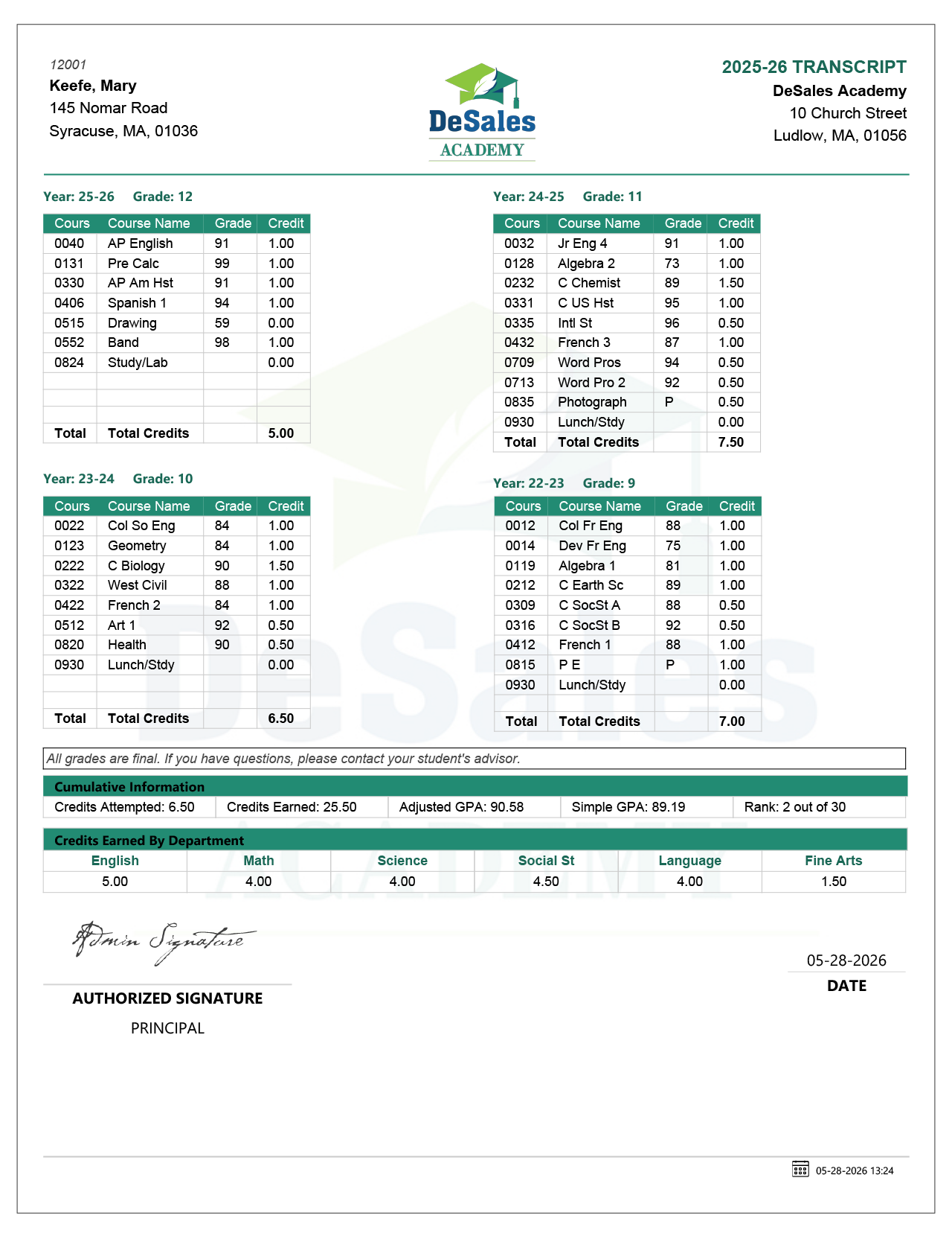 Transcript Sample