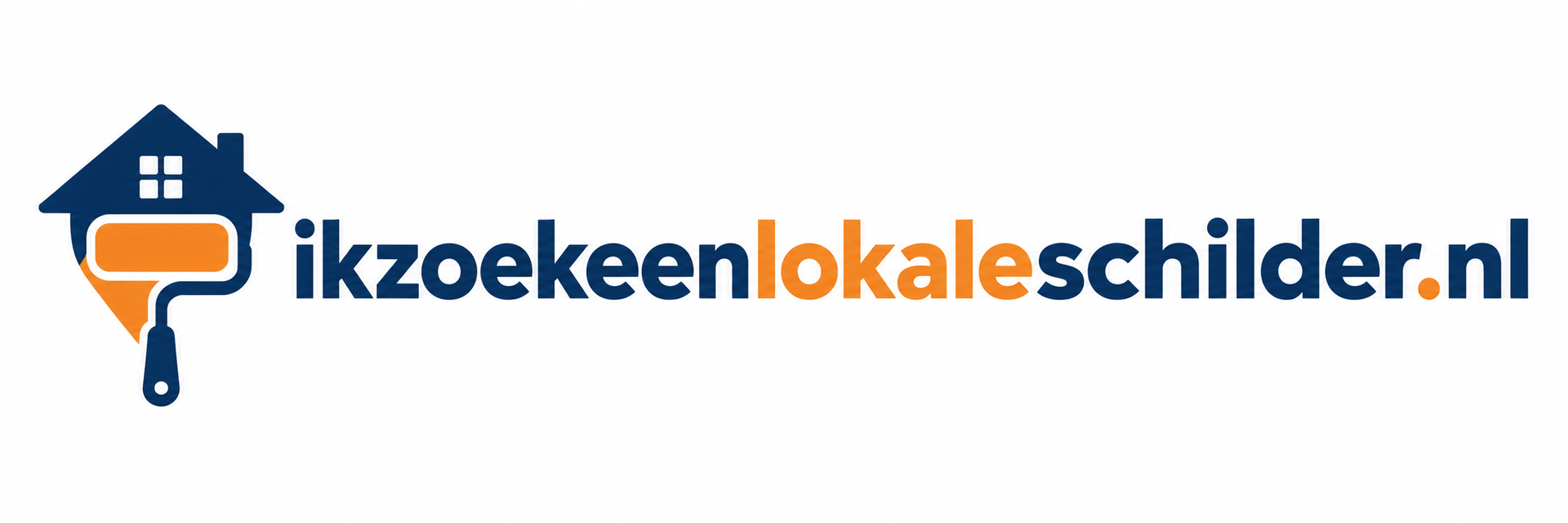 Logo met een huisicoon en een oranje verfkwast, tekst ‘schildergezochtinmijnbuurt.nl’