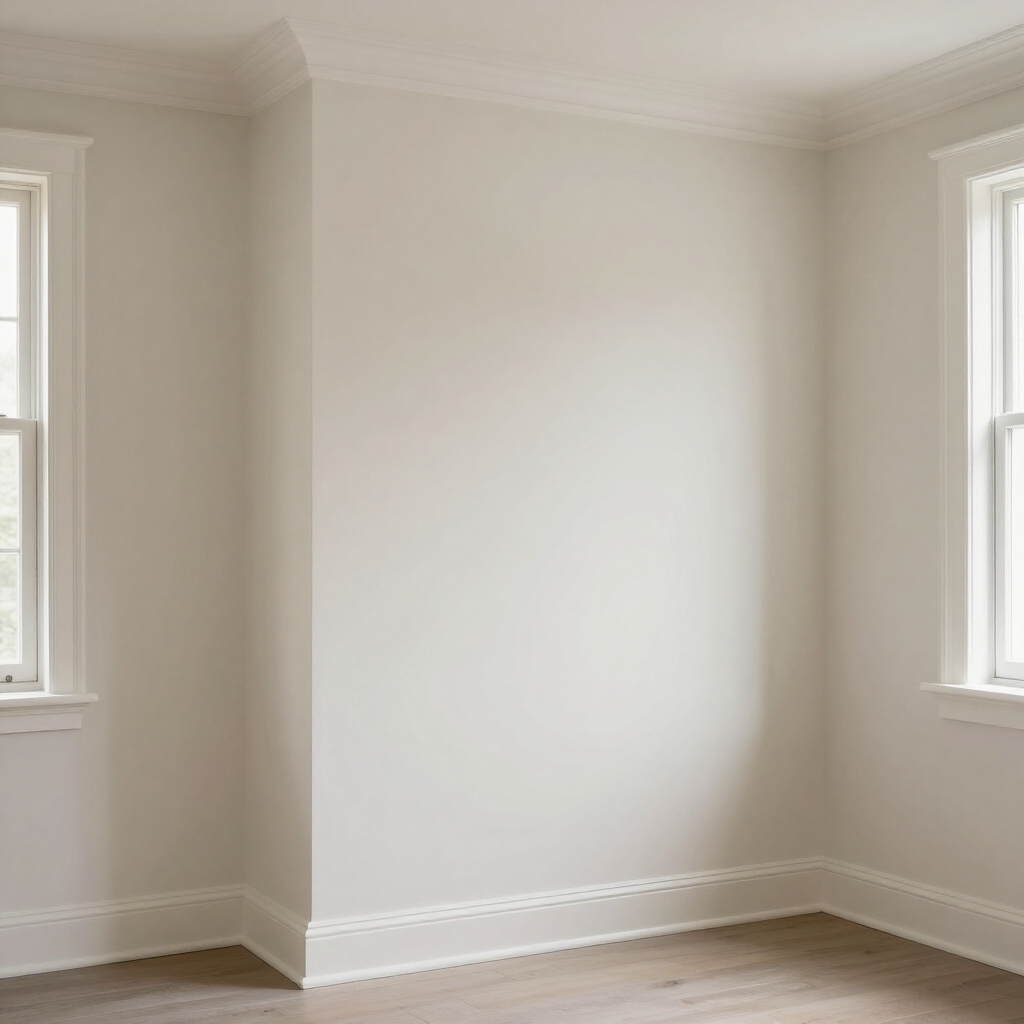 Lege beige hoek van een kamer met twee ramen en witte kozijnen