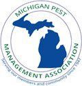 Michigan Pest Management Association logo with blue Michigan silhouette and circular text