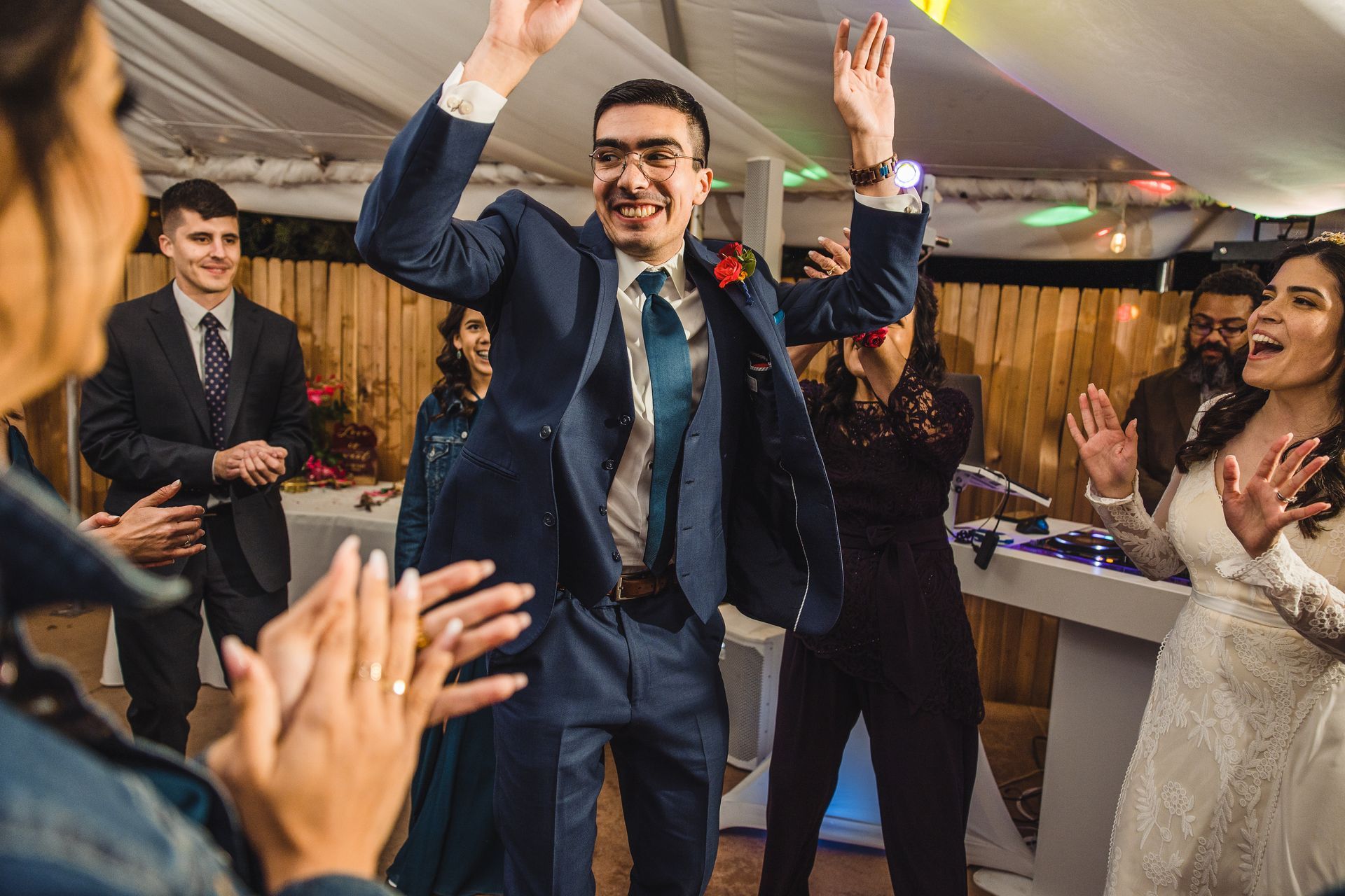 Man having fun at a wedding