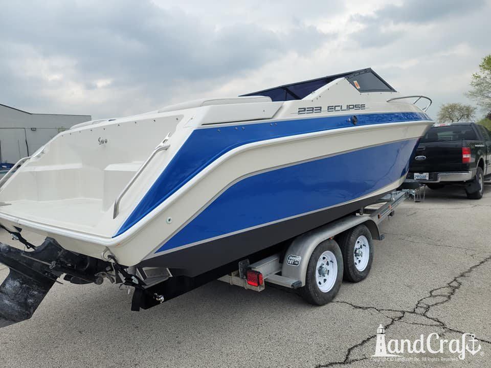 Wellcraft boat with completed exterior repairs and new exterior finish