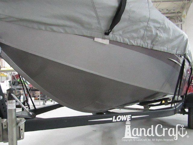 Aluminum Lowe boat after bottom repair and refinishing