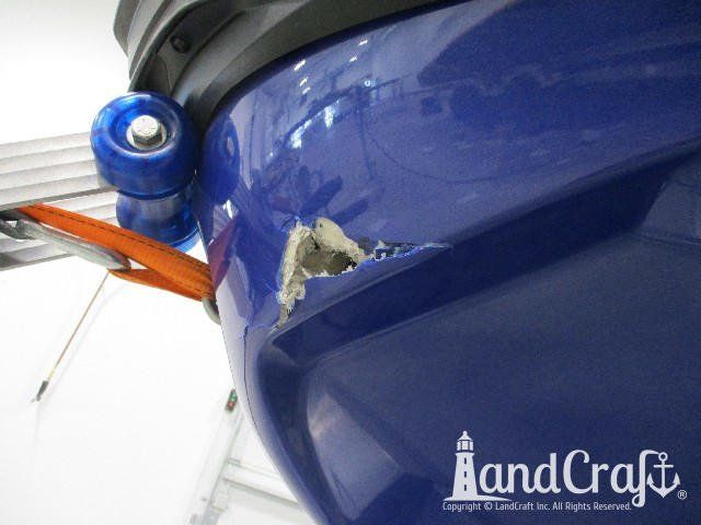 Sea Doo personal watercraft with puncture hole through hull