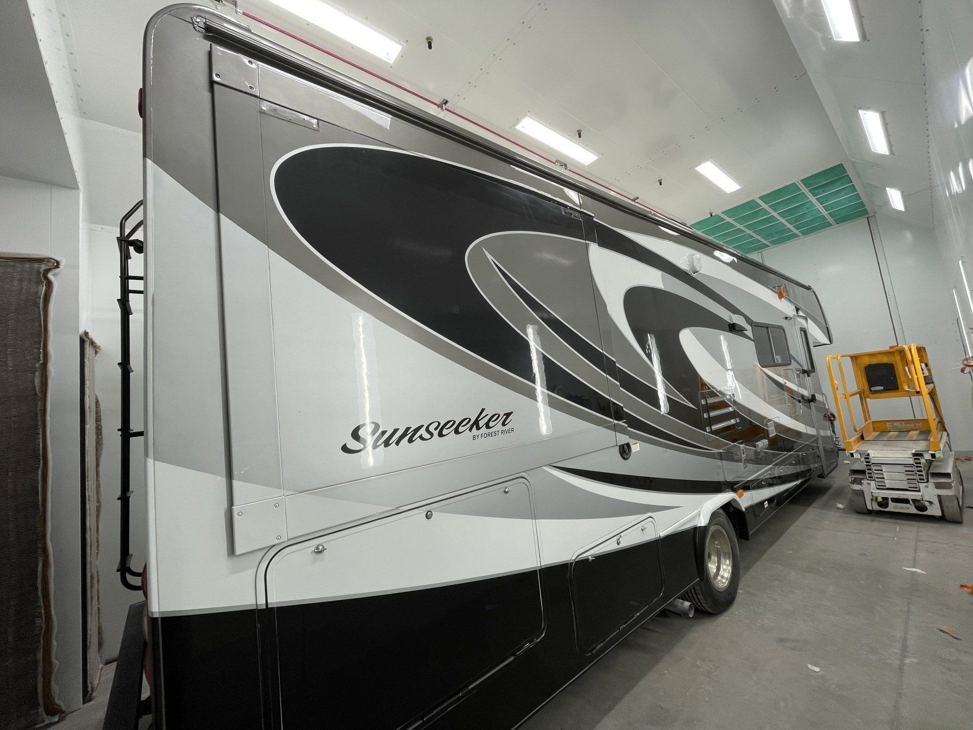 RV motorhome in LandCraft paint booth
