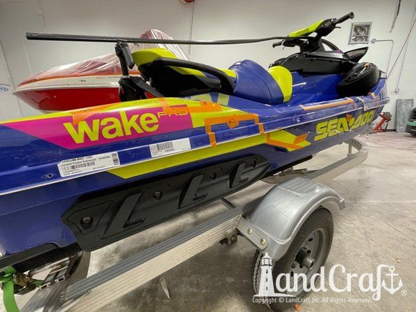 Sea Doo personal watercraft with severe side impact damage