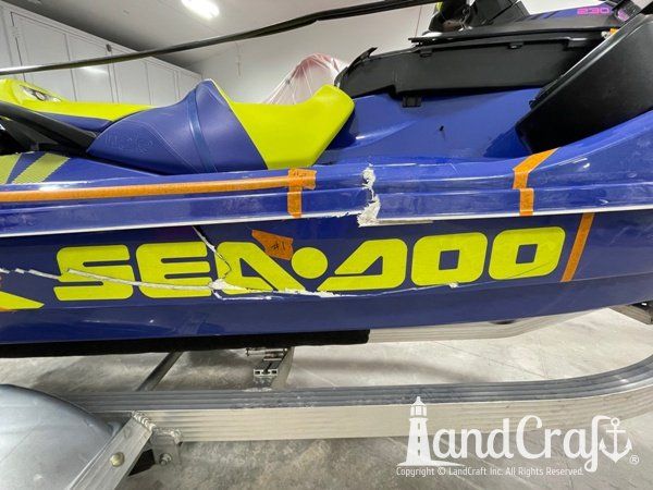 Sea Doo personal watercraft with severe side impact damage