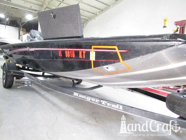 Aluminum Ranger boat with hole punctured through hull