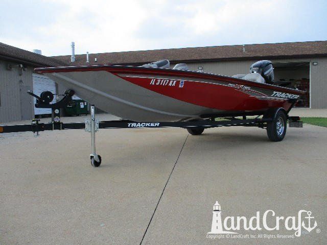 Aluminum Tracker boat that has been repaired and refinished