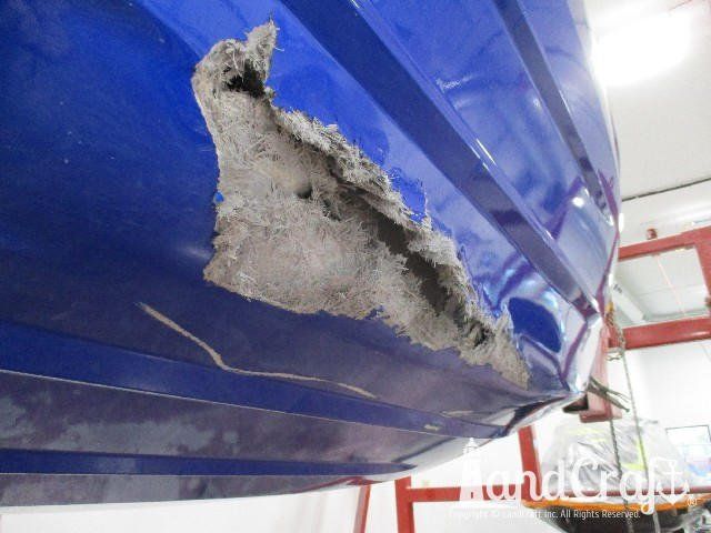 Yamaha waverunner with severe fiberglass structural damage