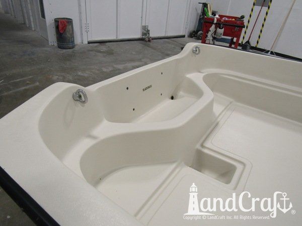 Boston Whaler with gelcoat work completed on the upper decking