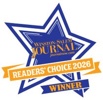 Winston-Salem Journal Readers’ Choice 2026 winner badge in blue and orange star design