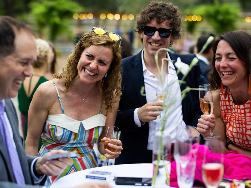 San Francisco magician David Martinez entertains a group at a wedding reception