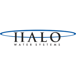 HALO Water Systems logo: Blue oval above black text 
