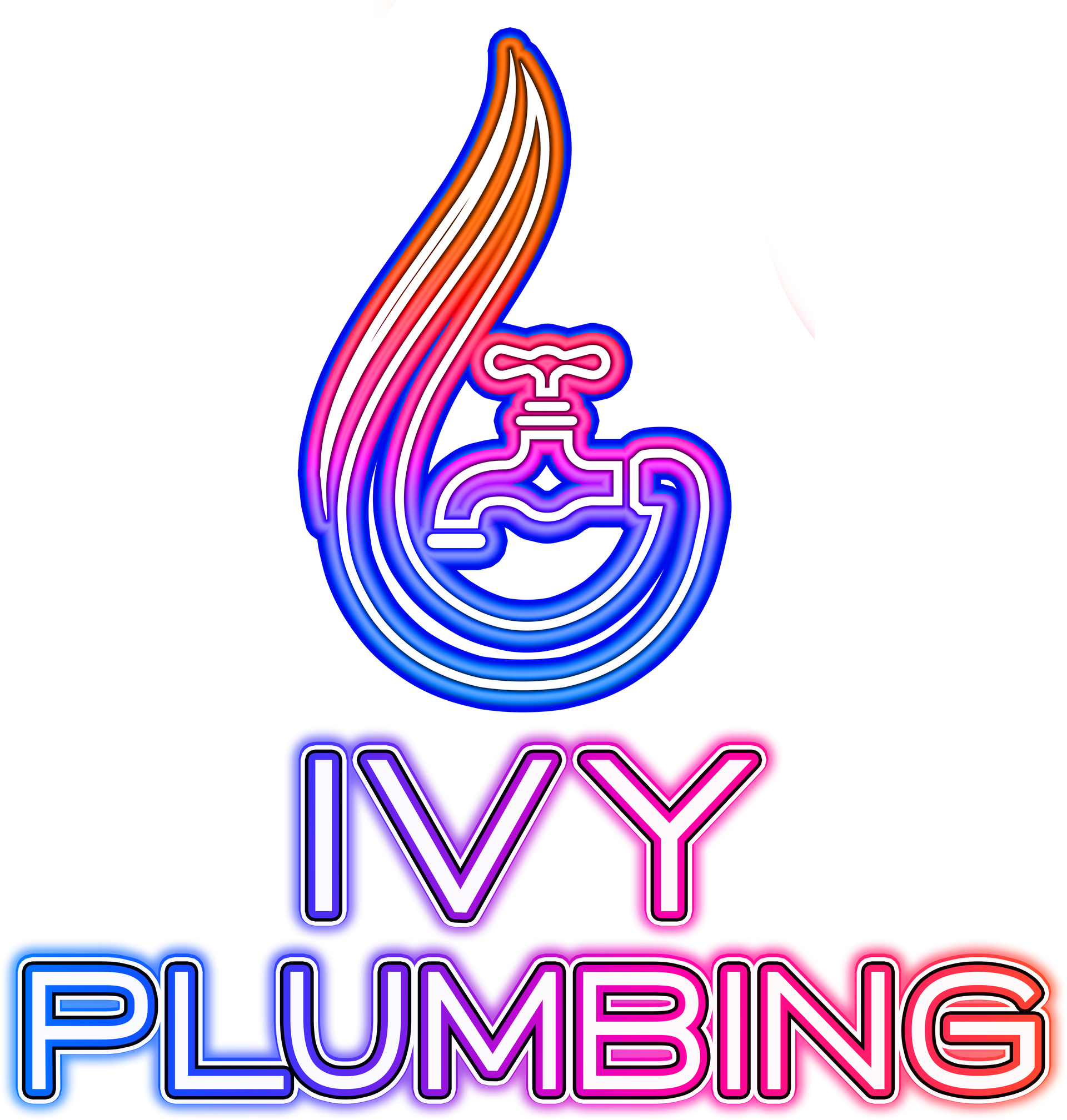 Logo: stylized water drop and faucet in blue, purple, and orange, text 