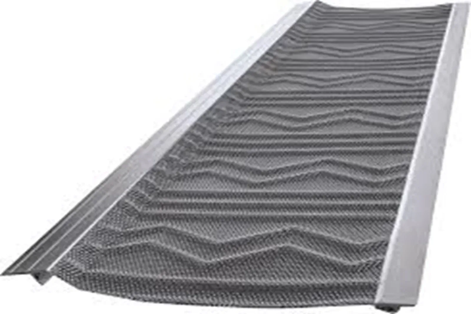 Gray textured outdoor ramp with raised sides for wheelchairs or carts