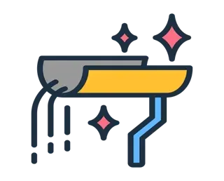 Stylized paint roller with yellow paint and sparkles, suggesting cleaning or finishing work