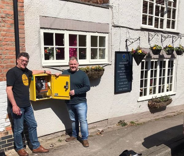 New defibrillator: Adam & Paddy at The Blue Bell, Gringley on the Hill