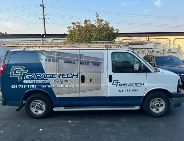 Garage Tech service van with branded wrap serving the Everett, WA area