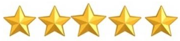 Five gold stars representing a five star customer rating
