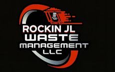 Rockin JL Waste Management LLC logo in black, white, and red with a truck icon