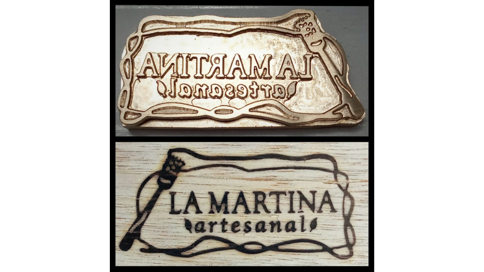 Dos impresiones de sellos grabados de madera. 