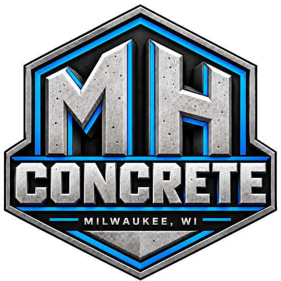 M.h. concrete milwaukee wi is pouring concrete into a wheelbarrow