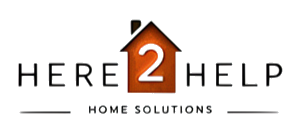 Here2Help Home Solutions logo with orange house-shaped "2" and black text on white background