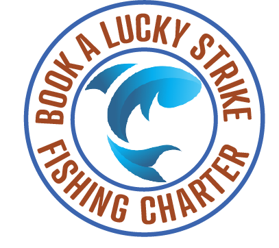 A logo for a lucky strike fishing charter