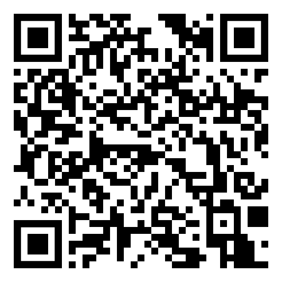 Ein schwarz-weißer QR-Code auf weißem Hintergrund.