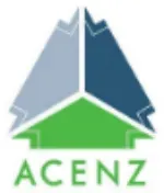 ACENZ logo: Three triangles, green, blue, and gray, point upward, with the organization's name below.