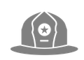 A fireman 's helmet with a star on it.