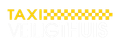 Een geel-wit geblokt logo voor een taxibedrijf.