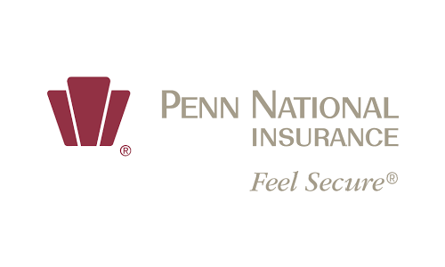 Penn National Insurance logo with maroon emblem and “Feel Secure” tagline