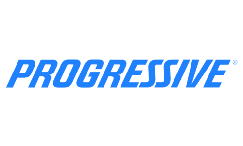 Progressive logo in blue italics on a white background
