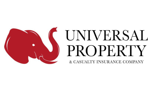 Red elephant logo beside Universal Property & Casualty Insurance Company text