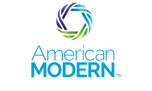 American Modern logo in blue and green with circular swirl icon