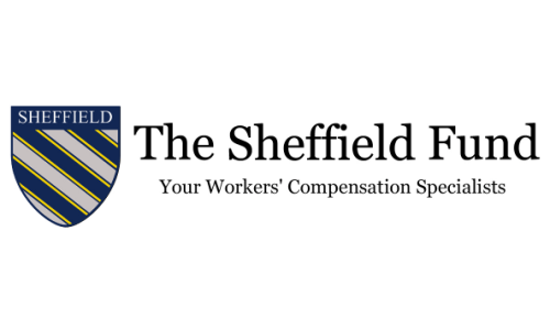 The Sheffield Fund logo with blue and gold shield and tagline “Your Workers’ Compensation Specialists”