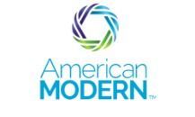 American Modern logo with a multicolor circular emblem and blue text on a white background