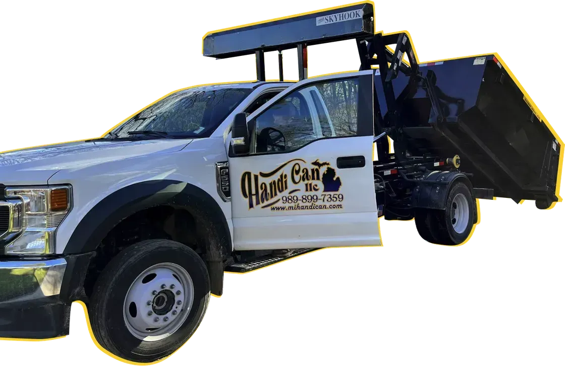 Handi Can Dumpster Rental truck serving Mid-Michigan
