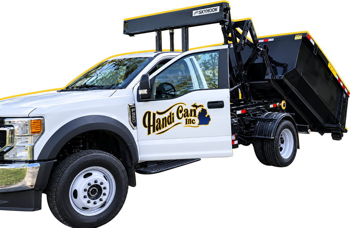 Handi Can Dumpster Rental truck serving Mid-Michigan