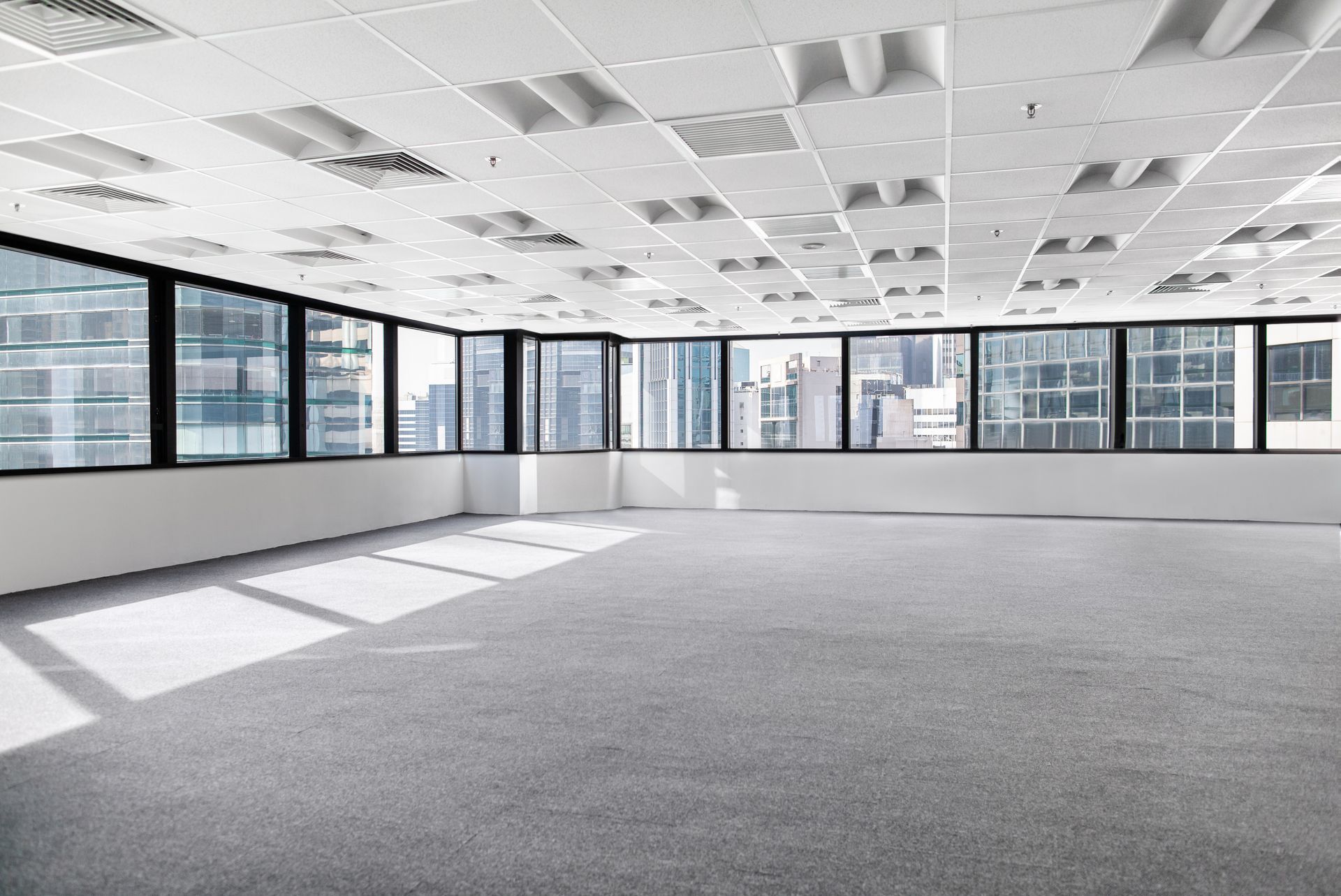 commercial space with ducted air conditioning installed