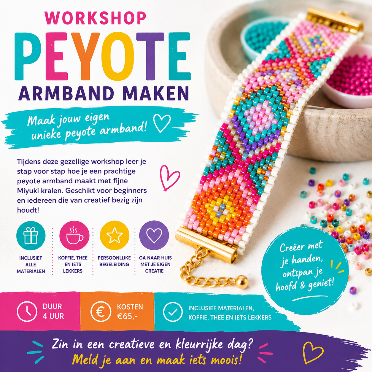 Armband maken met Peyote techniek