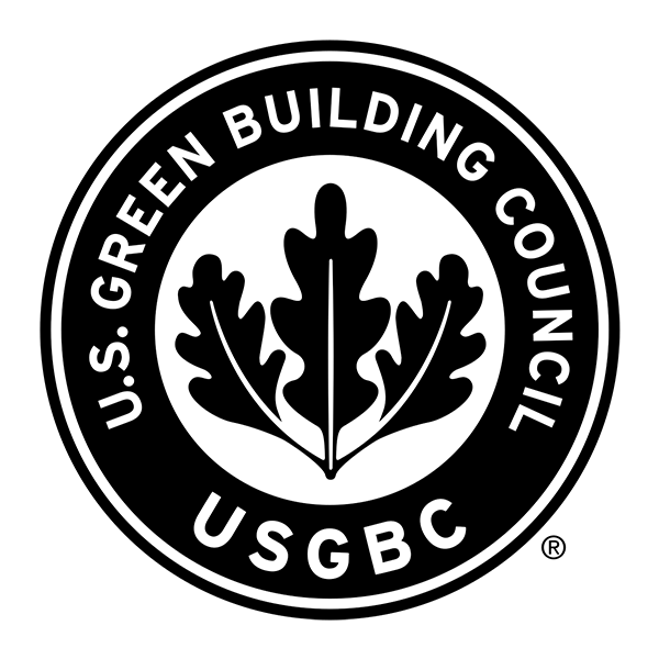 U.S. Green Building Council logo with black circular seal and white oak leaf emblem