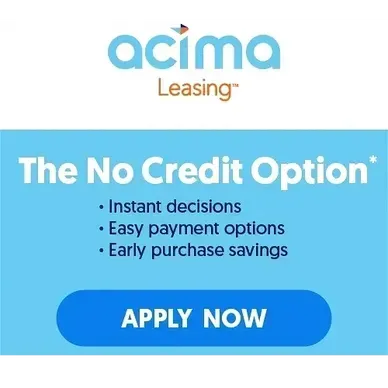 A blue sign that says the no credit option apply now