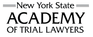 New York State Academy of Trial Lawyers logo. Black text on white.